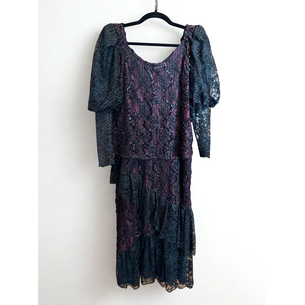Vintage Ann‎ Taylor Dark Gothic Purple Lace Dress Whimsigoth 10